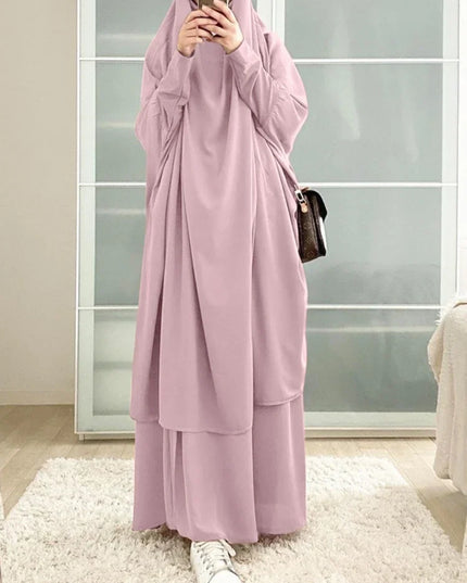 Jilbab-Prayer Outfit Ramadan Jilbab 2 Piece Abaya Khimar Set Muslim Women Prayer Garment Long Hijab Skirt Islamic Clothing Djellaba Dubai Niqab Burka