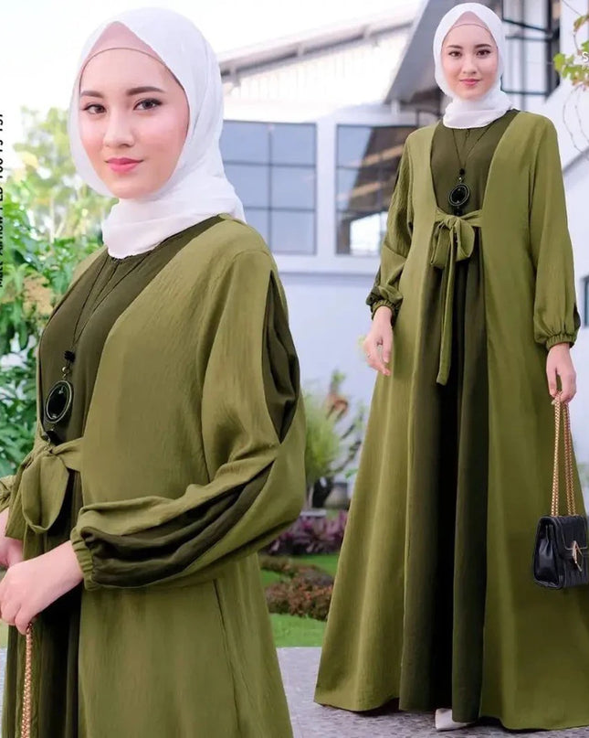 Dress Muslim Women's Prayer Dress Middle East Islamic Color Matching Long Skirt with Pullover  Abaya Khimar Jilbab Kaftan Long Dress