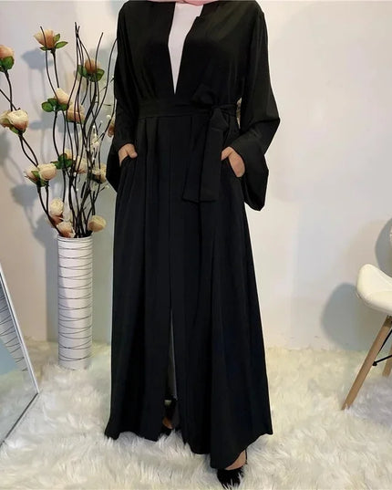 Abaya Solid Open Kaftan Dubai Abaya Turkey Kimono Cardigan Robe Muslim Hijab Dress Ramadan Abayas for Women Caftan Islamic Clothing