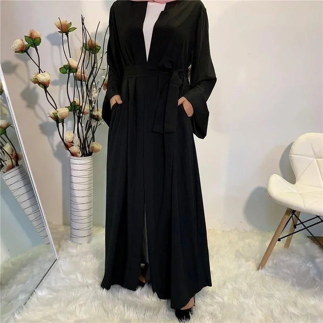 Abaya Solid Open Kaftan Dubai Abaya Turkey Kimono Cardigan Robe Muslim Hijab Dress Ramadan Abayas for Women Caftan Islamic Clothing