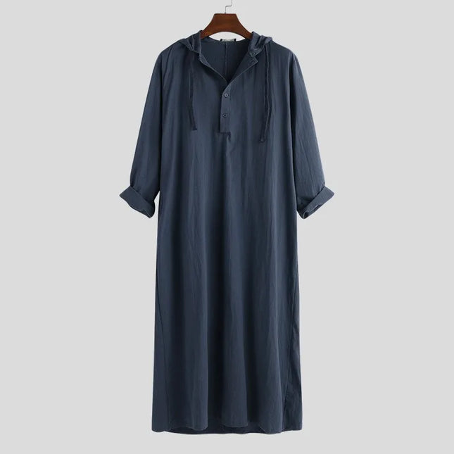 Jubbas Muslim Robes Men Clothing Kaftan Hooded Long Jubba Thobe Arab Turkish Abaya Islam Habit Musulman Homme Solid Color Ramadan Dress