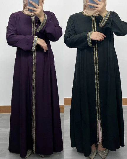 Abaya Front Zippered Arms Stone Abaya Dress Turkey Muslim Fashion Islam Clothing Dubai Istanbul Istanbulstyles