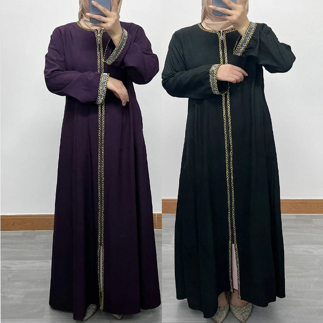 Abaya Front Zippered Arms Stone Abaya Dress Turkey Muslim Fashion Islam Clothing Dubai Istanbul Istanbulstyles