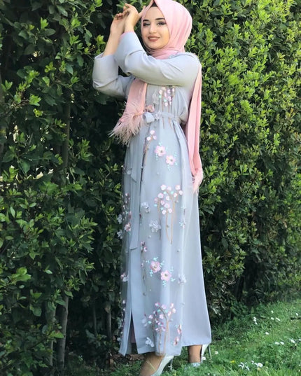 Dress Floral Abaya Dubai Kimono Muslim Hijab Dress Abayas For Women Kaftan Caftan Marocain Prayer Turkish Islamic Clothing Robe Femme