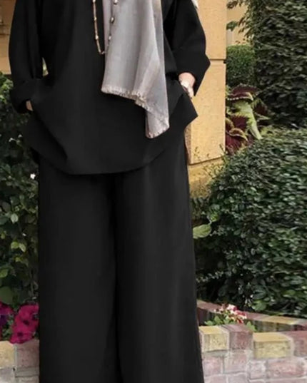 2 Piece Sets Loose Islamic Clothing Turkey Abaya Sets ZANZEA Vintage Muslim Matching Sets Women Long Sleeve Blouse Wide Leg Pants Suits