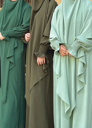 Jilbab-Prayer Outfit and Khimar Set Jilbab 2 Piece Ramadan Long Hijab Dress Muslim Prayer Clothes Jilbabs for Women Turkey Islam Dubai Outfit