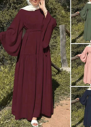 Dress Muslim Ramadan Dress Khimar Hijab Abaya Flare Sleeve Islam Clothing Abayas for Women Dubai Kaftan Turkish Modesty Robe Jilbab