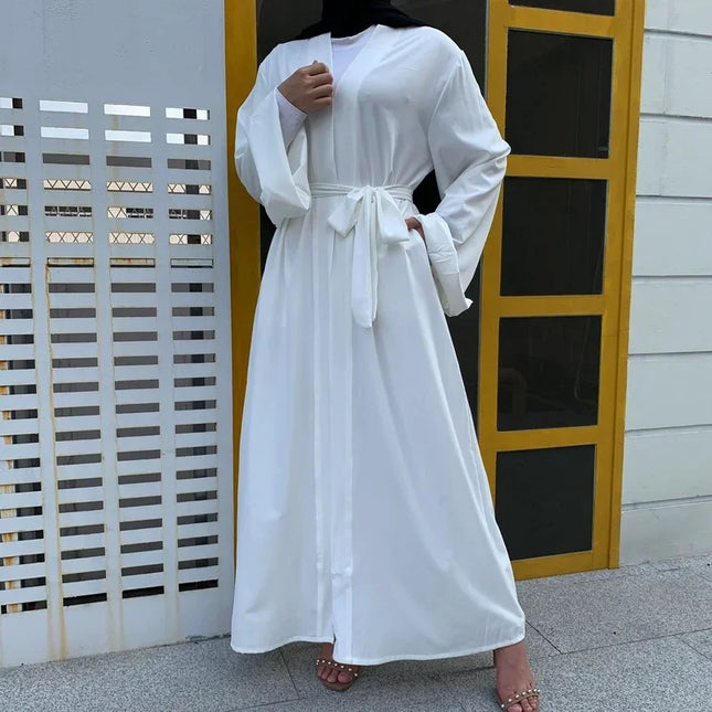 Abaya Solid Open Kaftan Dubai Abaya Turkey Kimono Cardigan Robe Muslim Hijab Dress Ramadan Abayas for Women Caftan Islamic Clothing