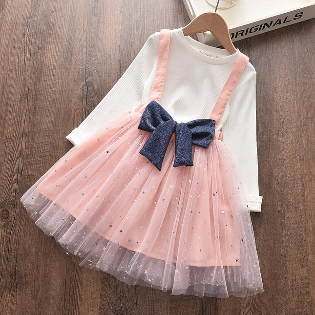 Babies Outfits Bear Leader Girls Flowers Party Dress 2023 New Autumn Children Casual Costumes Kids Floral Vestidos Retro Todderl Baby Outfits