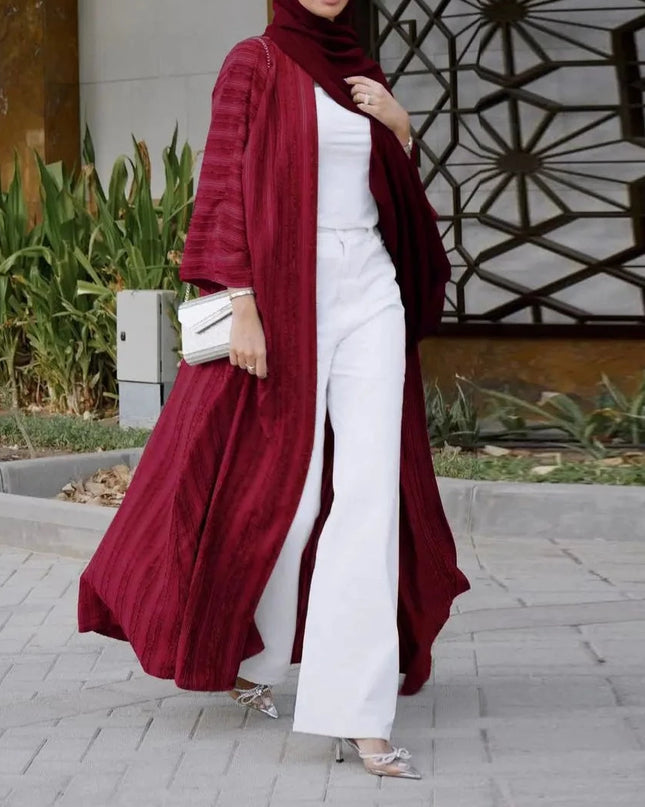 Abaya Fashion Striple Stitch Muslim peignoir Robes syari Dubai female Abaya Muslim Dress with belt