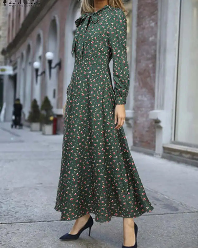 Dresses 2023 Autumn Holiday Swing Vestidos Elegant Maxi Dress For Women ZANZEA Chic Long Sleeve Sundress