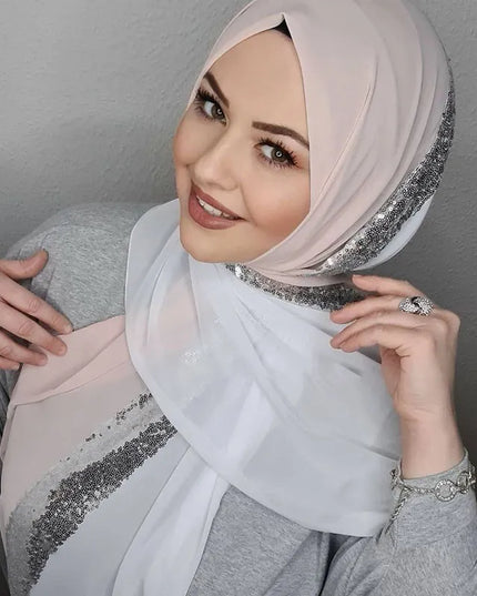 Hijab Sequin Turban Abaya Hijab Chiffon Hijabs For Woman Abayas Women  Jersey Scarf Muslim Dress Turbans Head Instant Shawl