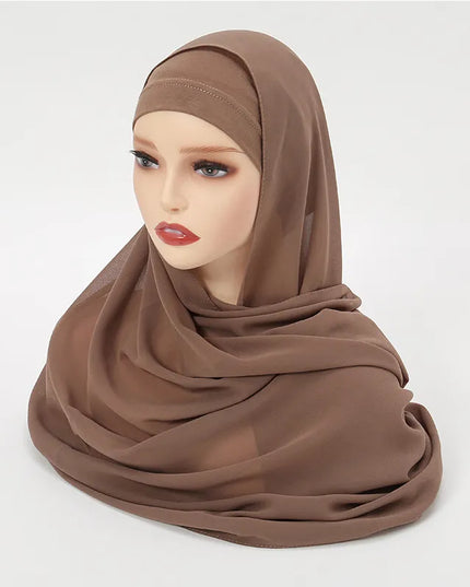 Hijab Chiffon Muslim Women Hijab Sets Matching Color Muslim Scarf For Women Shawl Scarves Inner Hijab Caps Islamic Caps Underscarf NEW