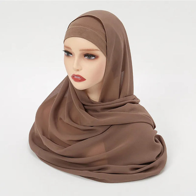 Hijab Chiffon Muslim Women Hijab Sets Matching Color Muslim Scarf For Women Shawl Scarves Inner Hijab Caps Islamic Caps Underscarf NEW