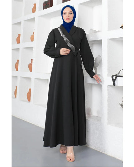 Dress Elegant Women Muslim Abaya Tassel Diamond Long Maxi Dresses Turkey Arab Islamic Kaftan Robe Evening Jalabiya Eid Party Vestidos