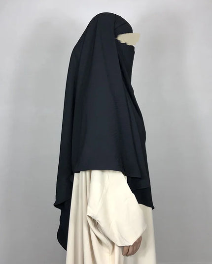 Jilbab-Prayer Outfit New One Layer Jazz Crepe Diamond Khimar High Quality Muslim EID Ramadan Islamic Clothing Tie Back Prayer Hijab Dropshipping