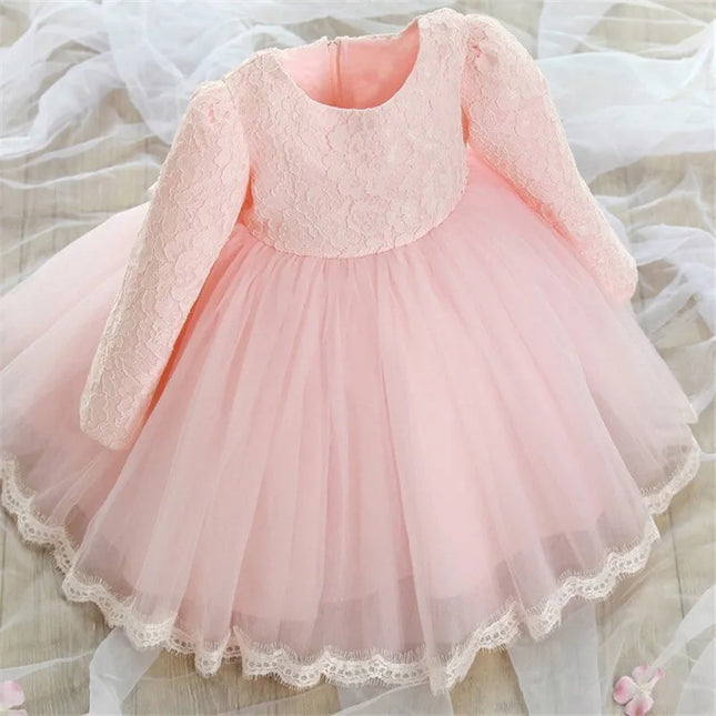 Babies outfits  Girl Long Sleeve Dress Christening Gown Princess Dress 12M 24M Infantil Party Costume 1 2 Years Old Birthday Dress