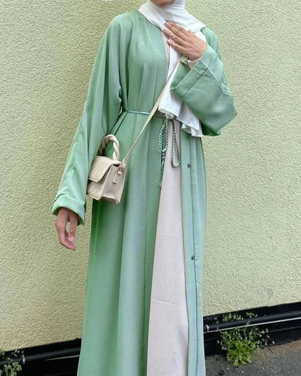 Abaya Casual Kimono Abaya Turkey Plain Crepe Open Abayas for Women Dubai Islamic Clothing Muslim Hijab Dress Ramadan Eid Kaftan Robe