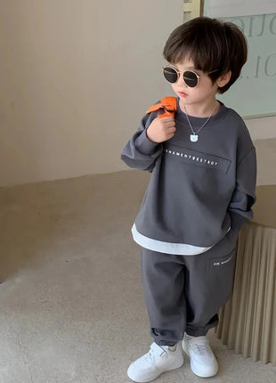 Kids outfit Spring and Autumn Children's Clothing Set 2023 New Korean Version Casual Boys' Sweater Pants 2 Piece Set Baby Loose Sports Set