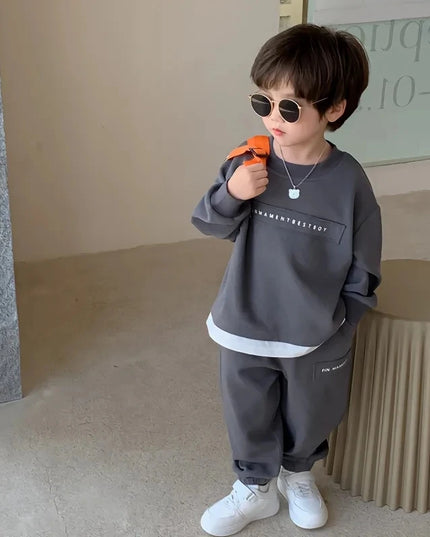 Kids outfit Spring and Autumn Children's Clothing Set 2023 New Korean Version Casual Boys' Sweater Pants 2 Piece Set Baby Loose Sports Set