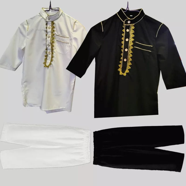 Kids outfits Boys Muslim Traditional Jubba Thobe Prayer Islamic Clothing Saudi Arabia Dubai Arab Eid Abaya Tops Pants Kaftan Robe Sets