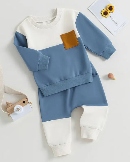 Babies Outfits Boys Fall Winter Clothes Long Sleeve Crewneck Sweatshirt and Pants 2PC Sweatsuit Casual Outfits for Toddlers