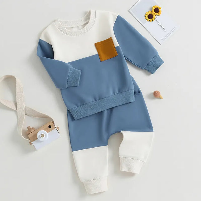 Babies Outfits Boys Fall Winter Clothes Long Sleeve Crewneck Sweatshirt and Pants 2PC Sweatsuit Casual Outfits for Toddlers