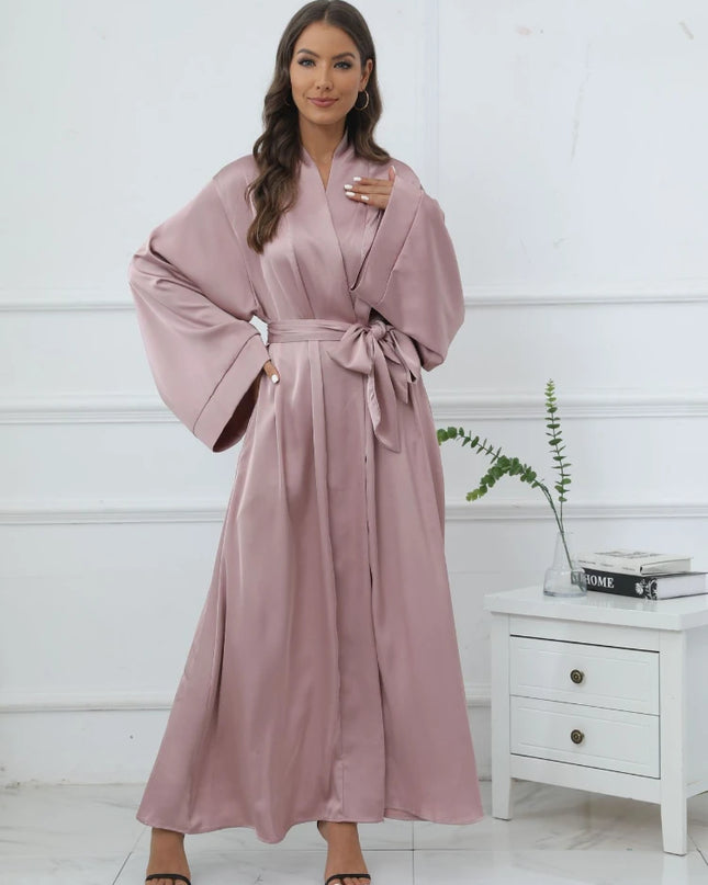 Abaya for Women Kimono Cardigan Dress Flare Sleeve Morocco Ramadan Lace-up Abayas Kaftan Long Robe Vestido Largo 2024