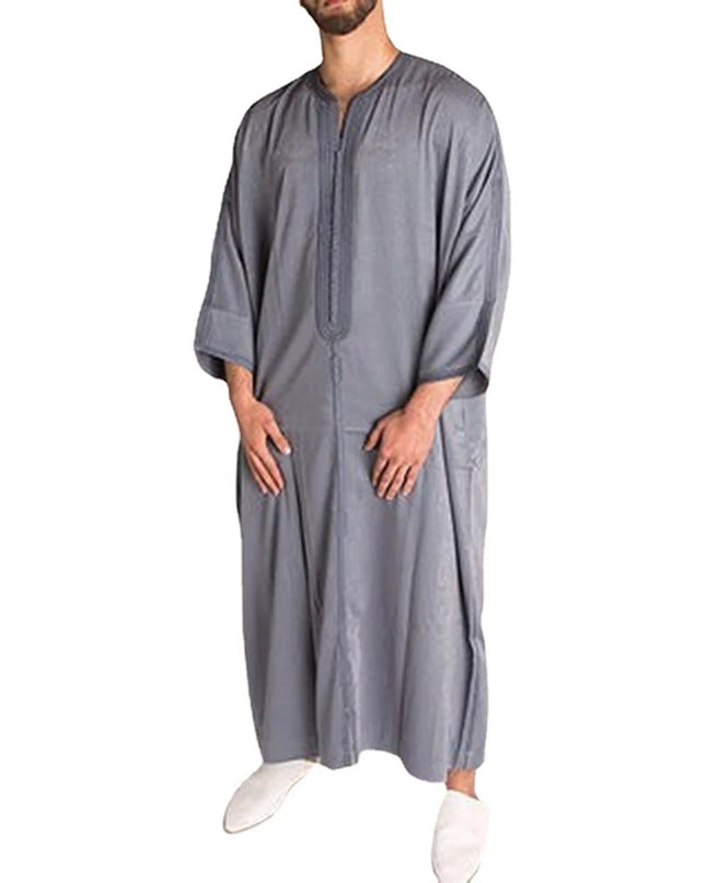 Jubba Durable Kaftan Arab Muslim Robe Men Jubba Thobe Long Sleeve Dubai Islamic Ethnic Gown Nightshirts Fashion Loose Casual Clothes