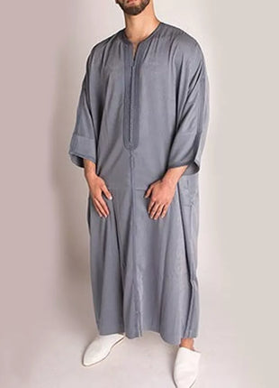 Jubba Durable Kaftan Arab Muslim Robe Men Jubba Thobe Long Sleeve Dubai Islamic Ethnic Gown Nightshirts Fashion Loose Casual Clothes