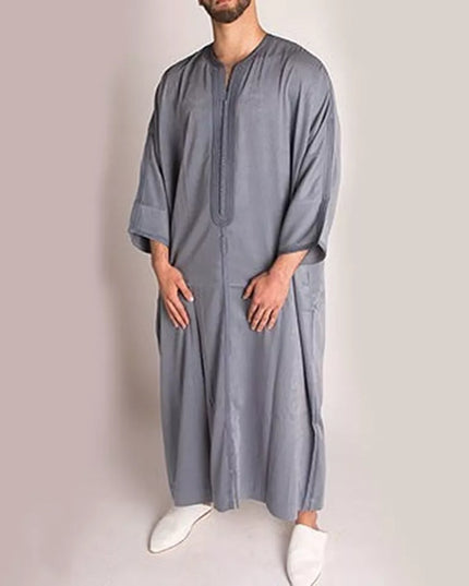 Jubba Durable Kaftan Arab Muslim Robe Men Jubba Thobe Long Sleeve Dubai Islamic Ethnic Gown Nightshirts Fashion Loose Casual Clothes