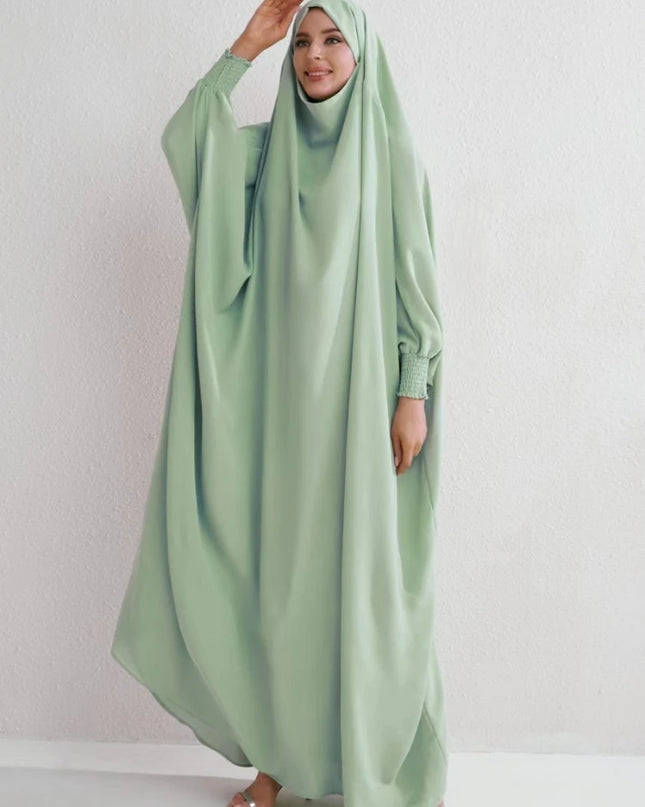 Jilbab-Prayer Outfit Women Eid Muslim Abaya Arab Dubai Kaftan Islam Headscarf Long Robe Loose Morocco Ramadan Solid Color Jalabiya Modest Abayas