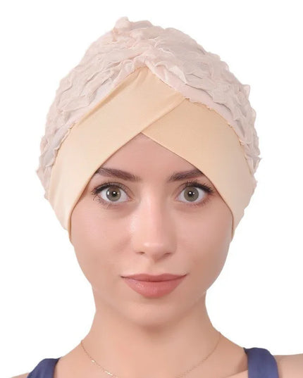 Hijab Cap Forehead Cross Women's Lace Turban Cap Elastic Muslim Headscarf Bonnet Islamic Female Solid Color Head Wraps Beanie Caps