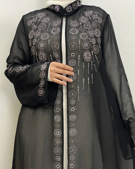 Abaya Cardigan Dress Diamond Open Dubai Abaya Kaftan Muslim Dresses for Women Casual Kimono Robe Femme Caftan Turkish Islamic Clothes