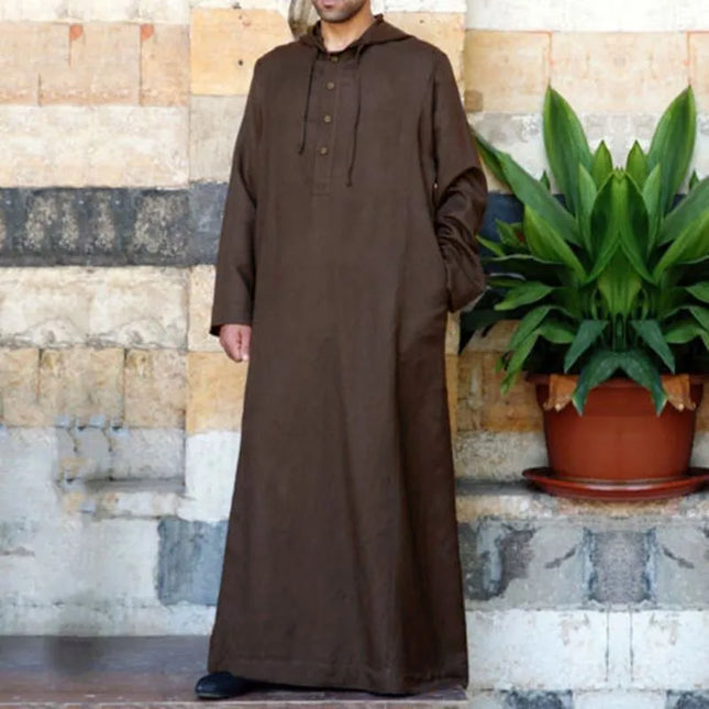 Jubbas Muslim Robes Men Clothing Kaftan Hooded Long Jubba Thobe Arab Turkish Abaya Islam Habit Musulman Homme Solid Color Ramadan Dress