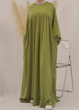 Abaya Muslim Long Dress Women Ramadan Eid Velvet Satin Balloon Sleeve Islamic African Dresses Dubai Turkish Modest Kaftan