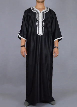 Jubba - Muslim Fashion Men Jubba Thobes Arabic Pakistan Dubai Kaftan Abaya Robes Islamic Clothing Saudi Arabia Black Long Blouse Dress