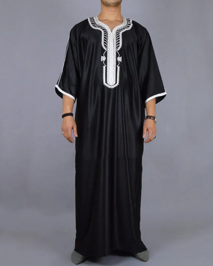 Jubba - Muslim Fashion Men Jubba Thobes Arabic Pakistan Dubai Kaftan Abaya Robes Islamic Clothing Saudi Arabia Black Long Blouse Dress