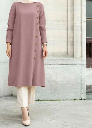 Tunic Arab Women Muslim Long Sleeve Blouse Casual Loose Blouse Shirts Tops Tunic Blusas Loose Chemise Morocco Turkish Solid Chemise